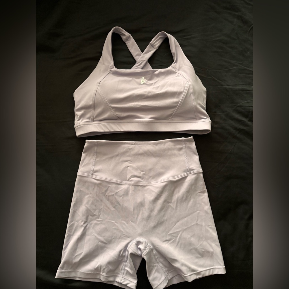 Bare Activewear Lavender Sports Bra and Shorts set